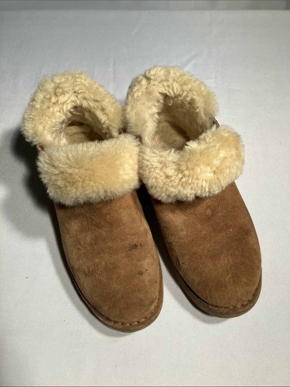 UGG Chestnut Suede Shearling Cuff Slippers